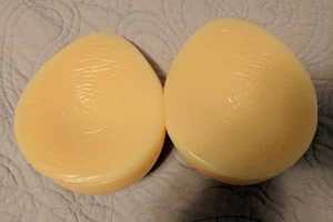 photo of the textured backside of the two breast forms